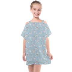 Birds And Flowers Kids  One Piece Chiffon Dress