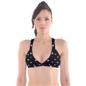 Black And White Baseball Motif Pattern Plunge Bikini Top View1