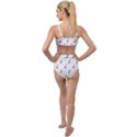 Black And White Cricket Sport Motif Print Pattern Tied Up Two Piece Swimsuit View2