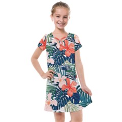 Tropical Flowers Kids  Cross Web Dress