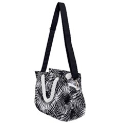 Tropical Leafs Pattern, Black And White Jungle Theme Rope Handles Shoulder Strap Bag by Casemiro