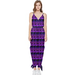 Violet Retro Sleeveless Tie Ankle Jumpsuit