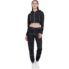 Black And Gray Cropped Zip Up Lounge Set by Dazzleway
