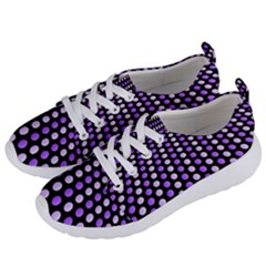 Purple And Pink Dots Pattern, Black Background Women s Lightweight Sports Shoes