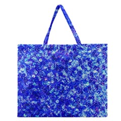 Blue Sequin Dreams Zipper Large Tote Bag by essentialimage
