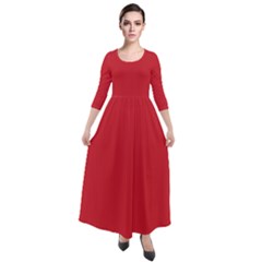 Amaranth Red - Quarter Sleeve Maxi Velour Dress