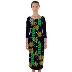  Ljp Quarter Sleeve Midi Bodycon Dress