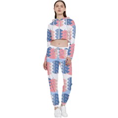 Fish Texture Rosa Blue Sea Cropped Zip Up Lounge Set by HermanTelo
