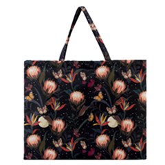 Seamless Garden Pattern Zipper Large Tote Bag by designsbymallika