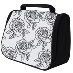 Line Art Black And White Rose Full Print Travel Pouch (big)