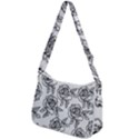 Line Art Black And White Rose Zip Up Shoulder Bag View2