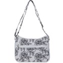 Line Art Black And White Rose Zip Up Shoulder Bag View3