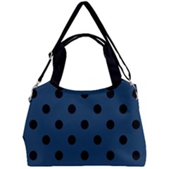 Large Black Polka Dots On Aegean Blue - Double Compartment Shoulder Bag by FashionLane