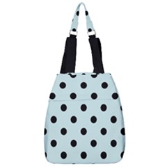 Large Black Polka Dots On Pale Blue - Center Zip Backpack by FashionLane