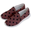 Large Black Polka Dots On Bole Brown - Women s Lightweight Slip Ons View2