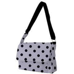 Large Black Polka Dots On Cloudy Grey - Full Print Messenger Bag (l) by FashionLane