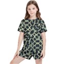 Dark Interlace Motif Mosaic Pattern Kids  Tee and Sports Shorts Set View1