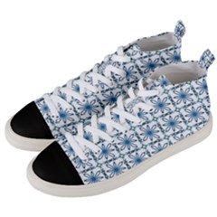 Azulejo Style Blue Tiles Men s Mid-top Canvas Sneakers