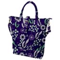 Floral blue pattern Buckle Top Tote Bag View1