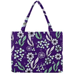 Floral Blue Pattern  Mini Tote Bag by MintanArt