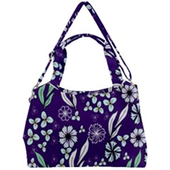 Floral Blue Pattern  Double Compartment Shoulder Bag by MintanArt