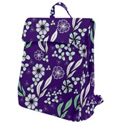 Floral Blue Pattern  Flap Top Backpack by MintanArt