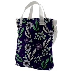 Floral Blue Pattern  Canvas Messenger Bag by MintanArt