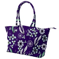 Floral Blue Pattern  Canvas Shoulder Bag by MintanArt