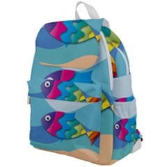Illustrations Fish Sea Summer Colorful Rainbow Top Flap Backpack by HermanTelo