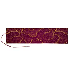 Golden Red Pattern Roll Up Canvas Pencil Holder (l) by designsbymallika