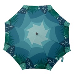 Illustration Of Palm Leaves Waves Mountain Hills Hook Handle Umbrellas (large)