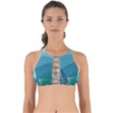 Illustration Of Palm Leaves Waves Mountain Hills Perfectly Cut Out Bikini Top View1