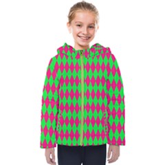Redgreenxmasdiomandssmall Kids  Hooded Puffer Jacket