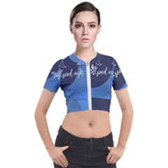 Background Good Night Short Sleeve Cropped Jacket