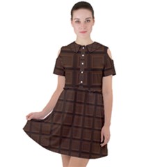 Chocolate Short Sleeve Shoulder Cut Out Dress 