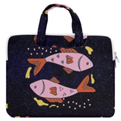 Fish Pisces Astrology Star Zodiac Double Pocket Laptop Bag