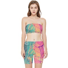Alcohol Ink Stretch Shorts And Tube Top Set by Dazzleway