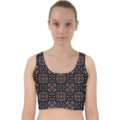 Dark Seamless Gemoetric Print Mosaic Velvet Racer Back Crop Top