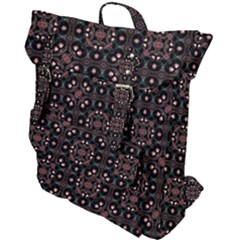 Dark Seamless Gemoetric Print Mosaic Buckle Up Backpack