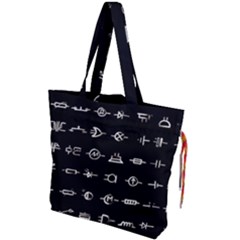 Electrical Symbols Callgraphy Short Run Inverted Drawstring Tote Bag by WetdryvacsLair