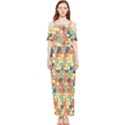 Mosaic Print Yellow Draped Sleeveless Chiffon Jumpsuit View1