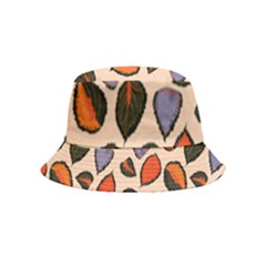 Orange Blue Leaves Pattern Bucket Hat (kids)