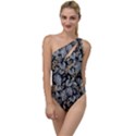 Metallic Leaves Pattern To One Side Swimsuit View1