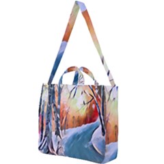 Paysage D hiver Square Shoulder Tote Bag by sfbijiart