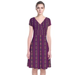 Maroon Sprinkles Short Sleeve Front Wrap Dress by Sparkle
