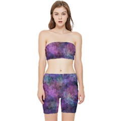 Multicolored Abstract Stretch Shorts And Tube Top Set by Dazzleway