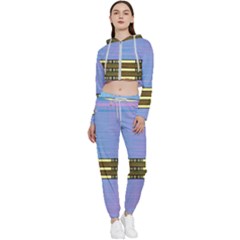 Glitched Vaporwave Hack The Planet Cropped Zip Up Lounge Set by WetdryvacsLair