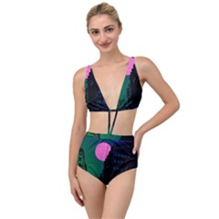 Vaporwave Old Moon Over Nyc Tied Up Two Piece Swimsuit