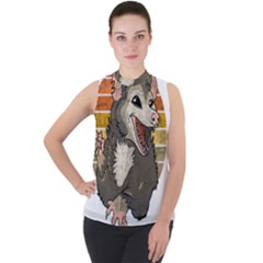 Possum  Mock Neck Chiffon Sleeveless Top