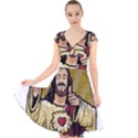 Buddy Christ Cap Sleeve Front Wrap Midi Dress View1
